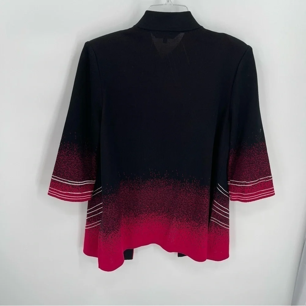 Ming Wang Womens size Small Open Cardigan Jacket Black Red white 3/4 sleeves - Picture 5 of 9